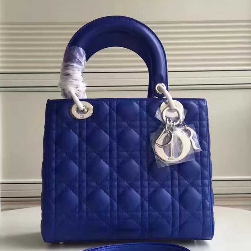 Luxury DiorMedium Lady Luxury DiorBag In Blue Lambskin