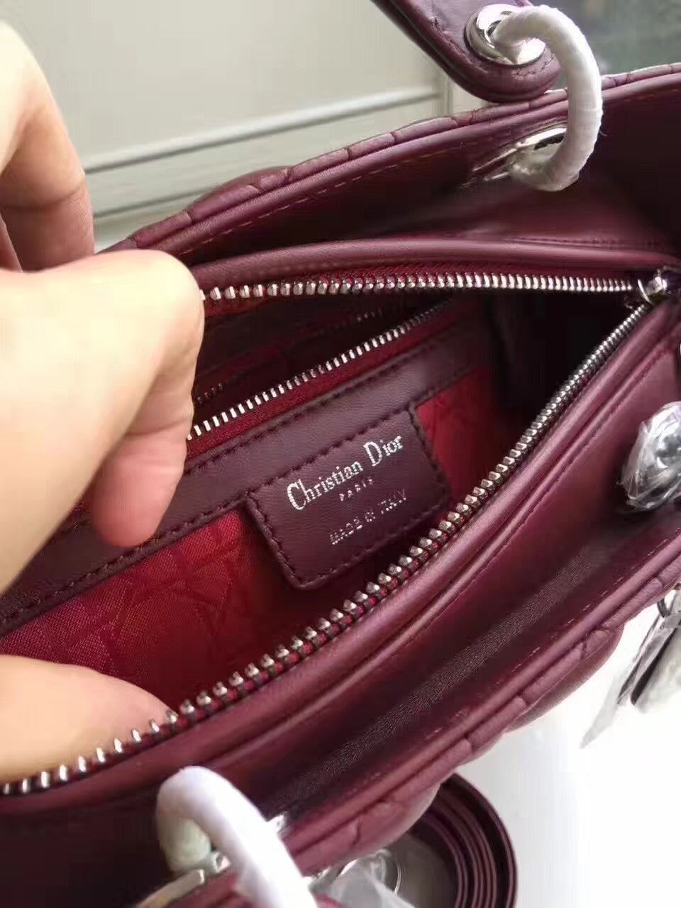Luxury DiorMedium Lady Luxury DiorBag In Bordeaux Lambskin
