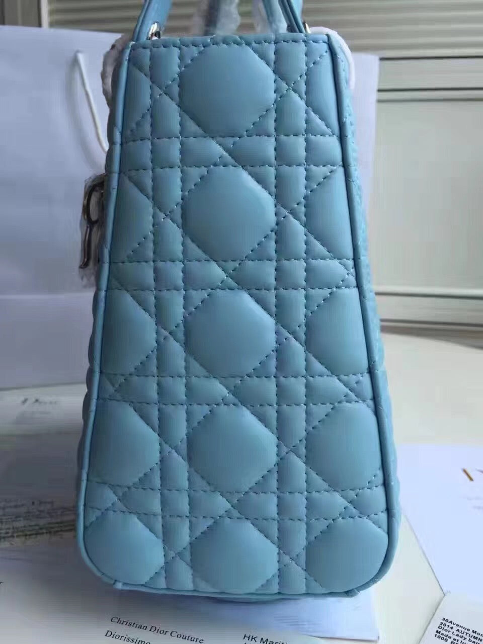 Luxury DiorMedium Lady Luxury DiorBag In Celeste Lambskin
