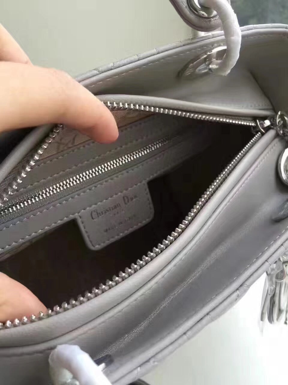 Luxury DiorMedium Lady Luxury DiorBag In Grey Lambskin