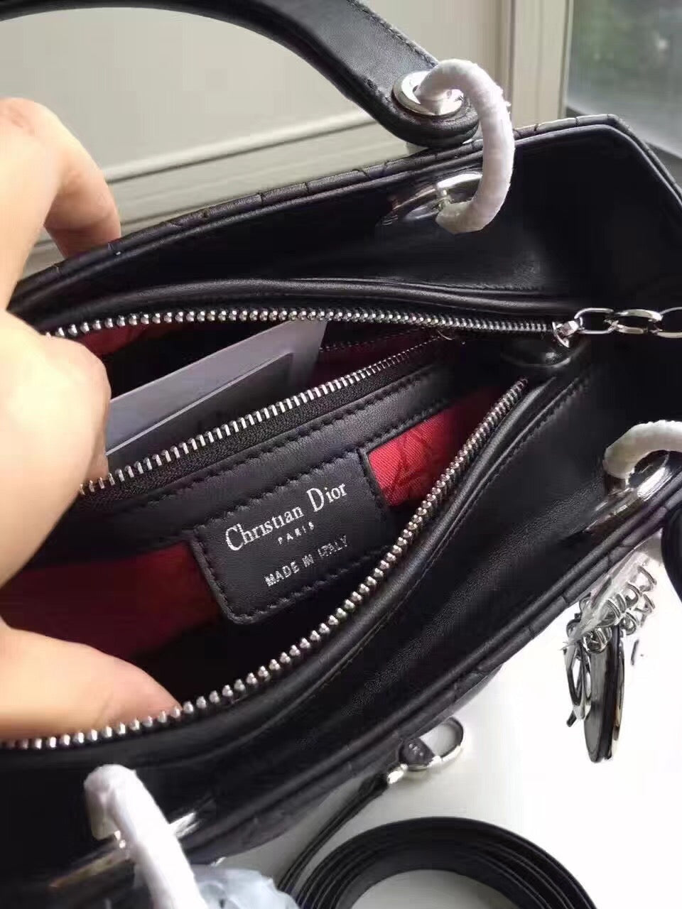 Luxury DiorMedium Lady Luxury DiorBag In Black Lambskin