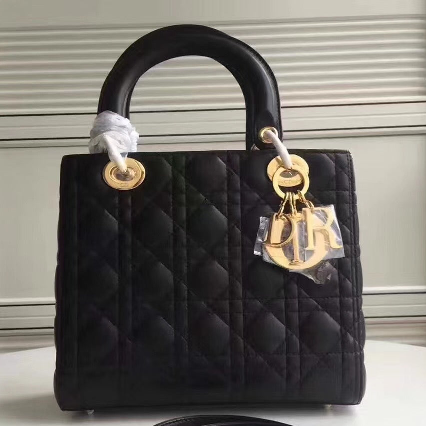 Luxury DiorMedium Lady Luxury DiorBag In Black Lambskin
