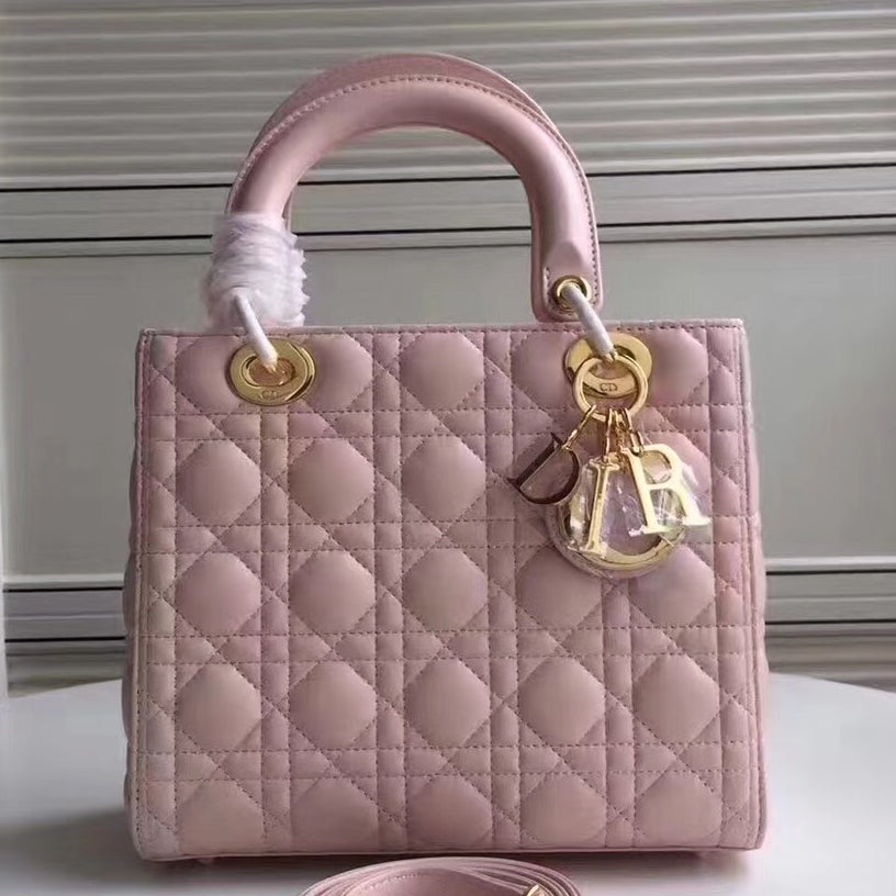 Luxury DiorMedium Lady Luxury DiorBag In Pink Lambskin