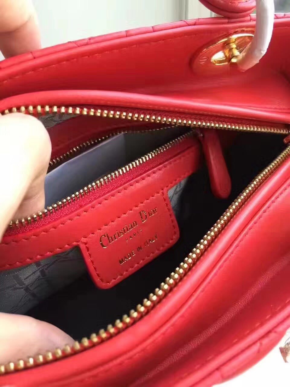 Luxury DiorMedium Lady Luxury DiorBag In Red Lambskin