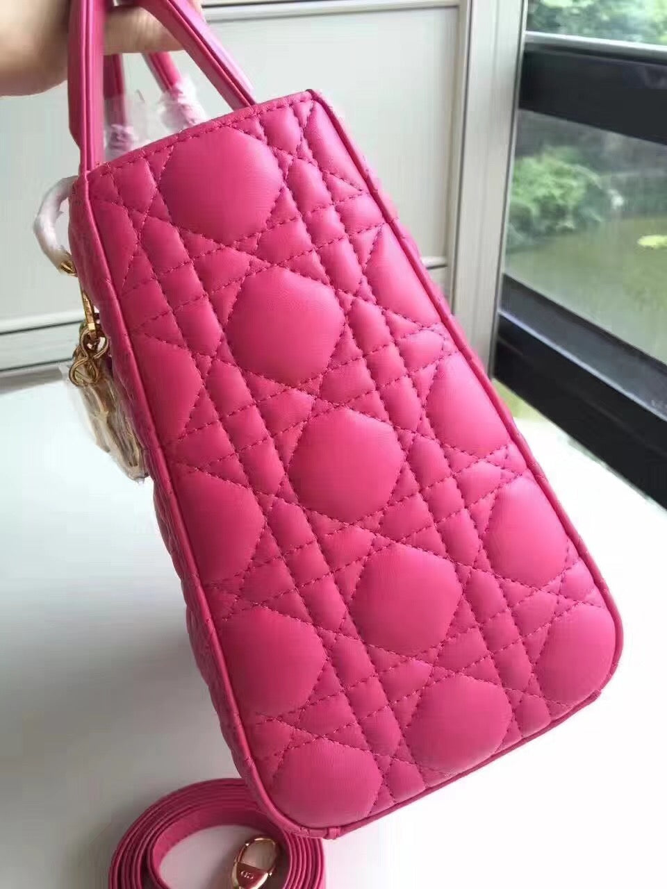 Luxury DiorMedium Lady Luxury DiorBag In Rose Red Lambskin