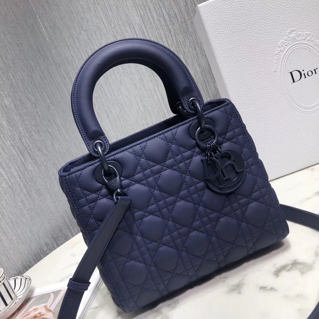 Luxury DiorMedium Lady Luxury DiorBag In Indigo Blue Ultra Matte Calfskin