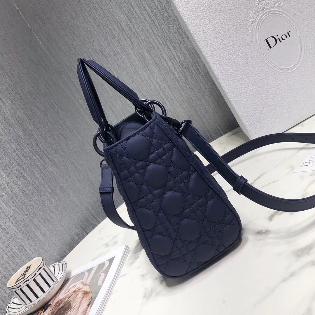 Luxury DiorMedium Lady Luxury DiorBag In Indigo Blue Ultra Matte Calfskin