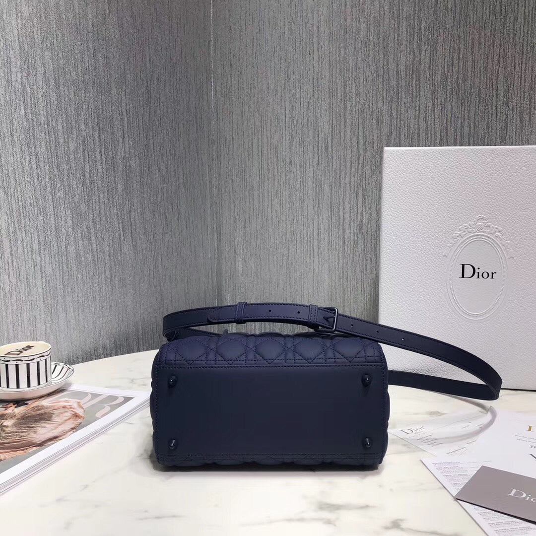 Luxury DiorMedium Lady Luxury DiorBag In Indigo Blue Ultra Matte Calfskin