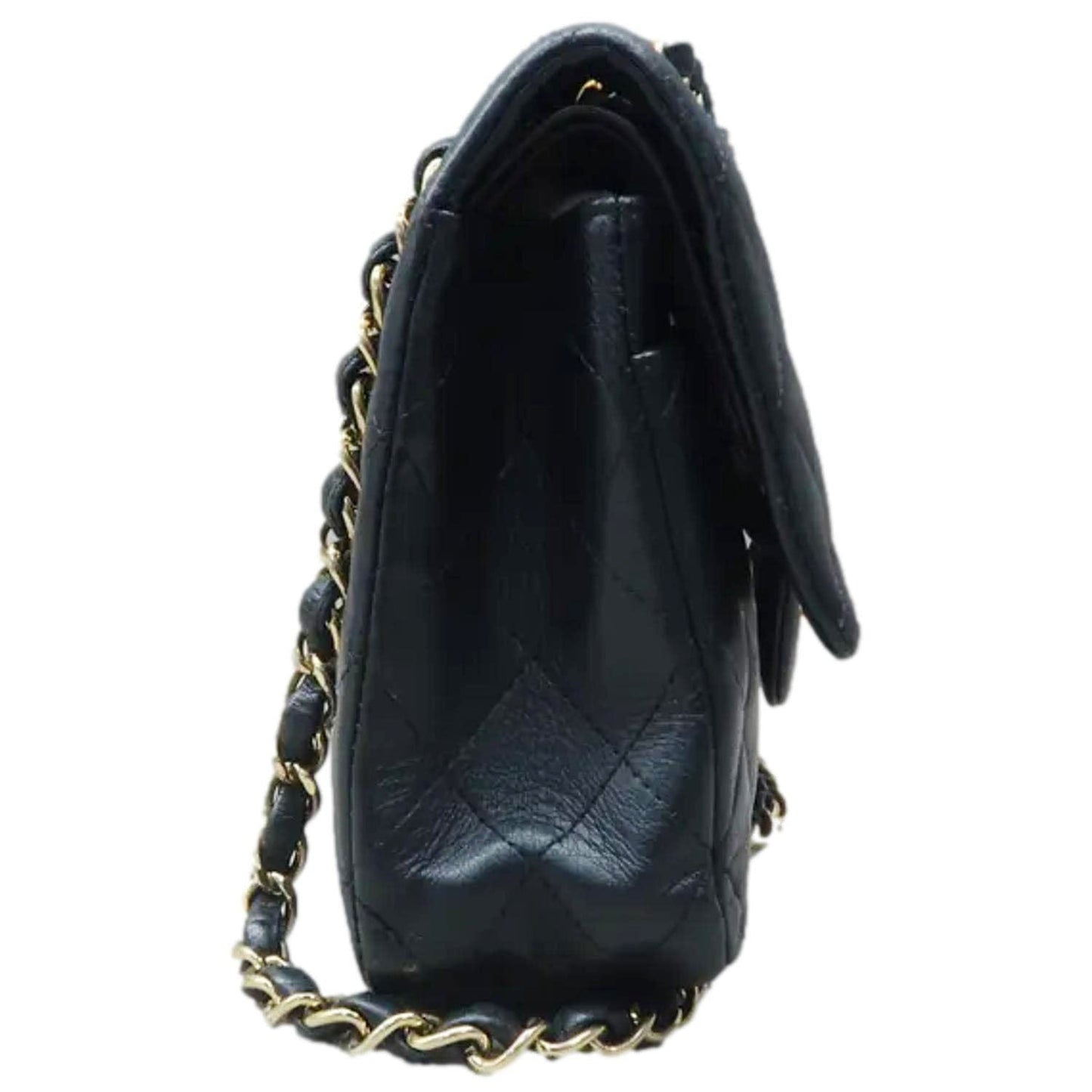 CHANEL Classic Medium Double Flap Quilted Leather Shoulder Bag Black