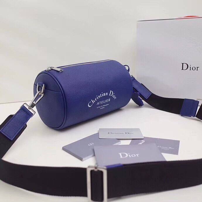 Luxury DiorRoller Pouch In Blue Grained Calfskin