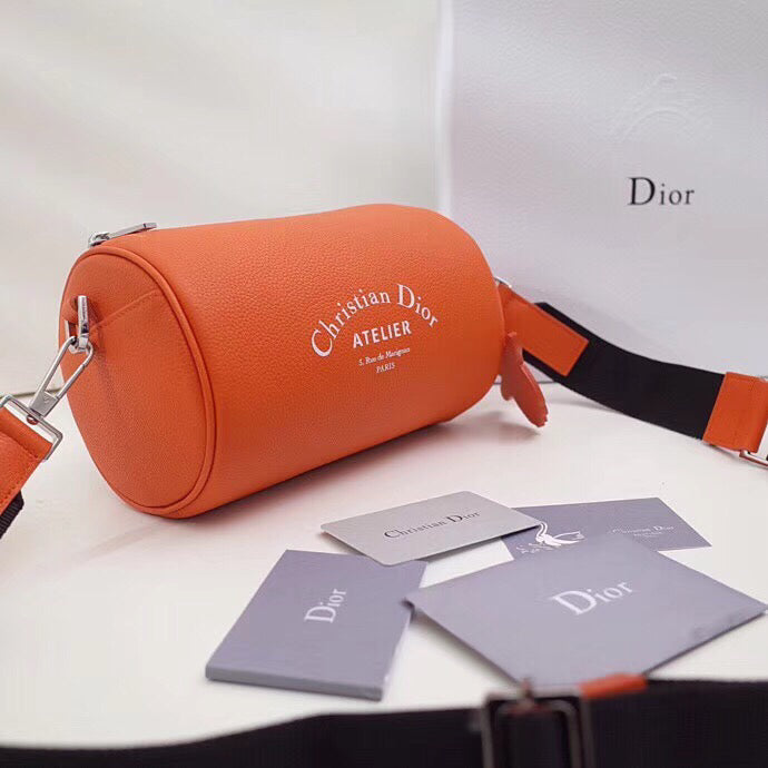 Luxury DiorRoller Pouch In Orange Grained Calfskin