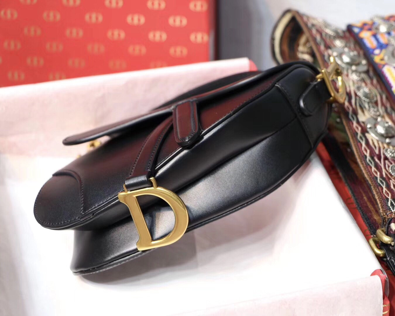 Luxury DiorMini Saddle Bag In Black Calfskin