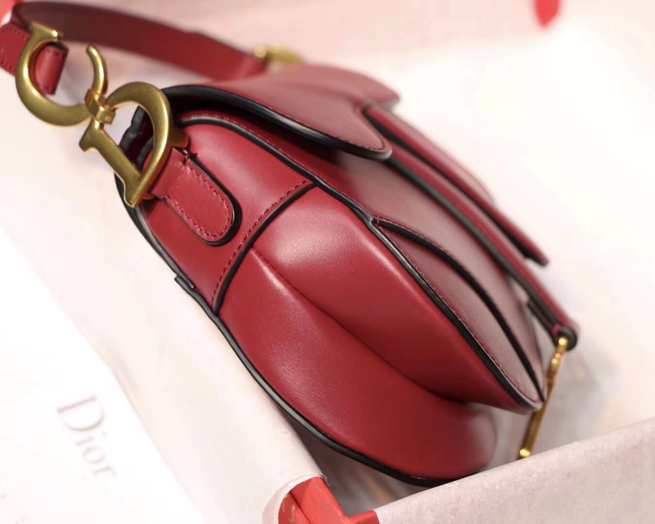 Luxury DiorMini Saddle Bag In Red Calfskin