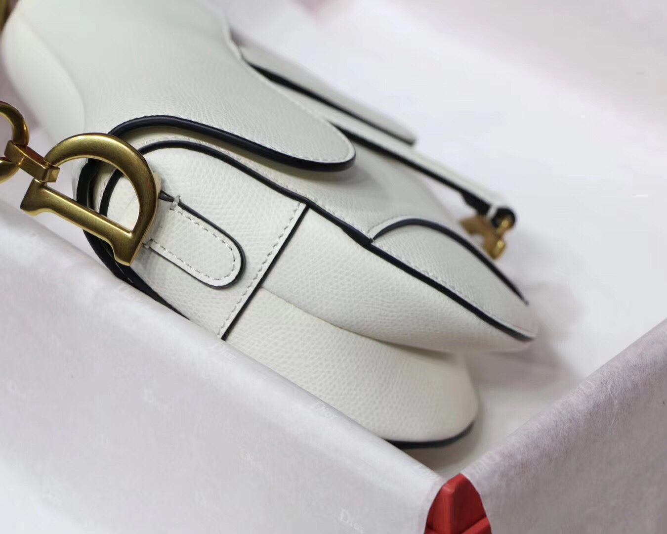 Luxury DiorMini Saddle Bag In White Grained Calfskin