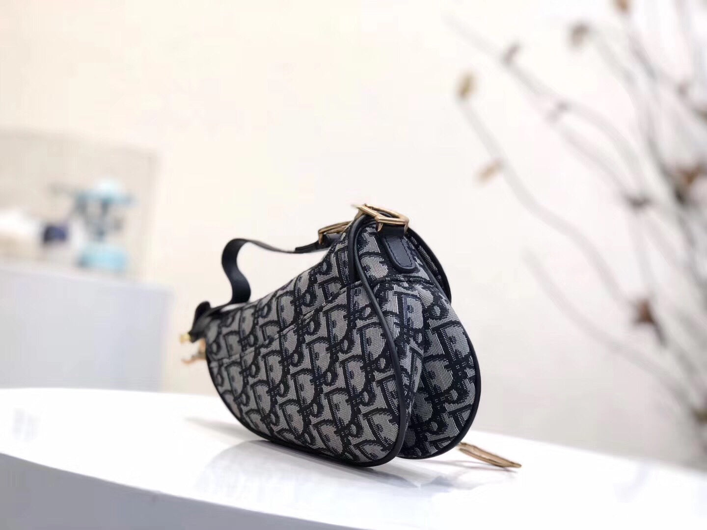 Luxury DiorMini Saddle Bag In Blue Oblique Jacquard Canvas