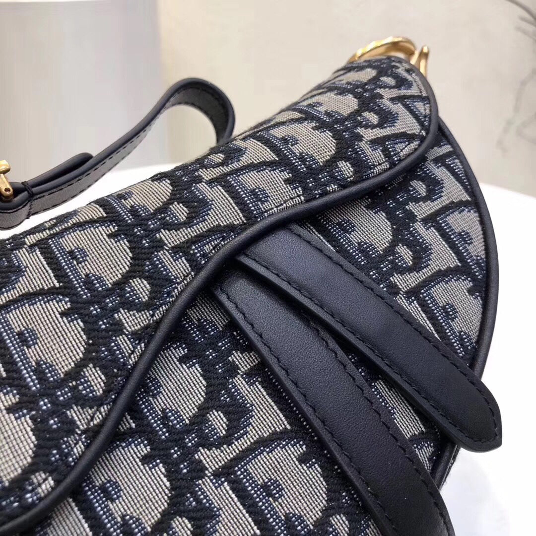 Luxury DiorMini Saddle Bag In Blue Oblique Jacquard Canvas