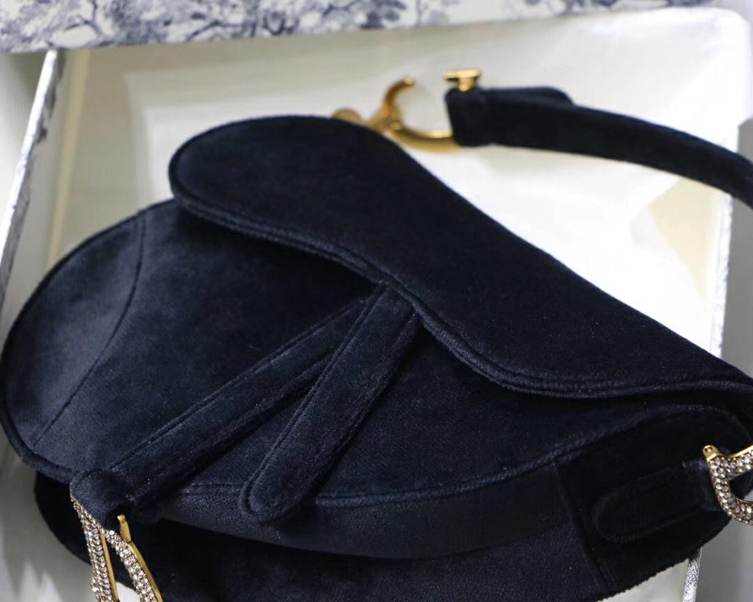 Luxury DiorMini Saddle Bag In Black Velvet
