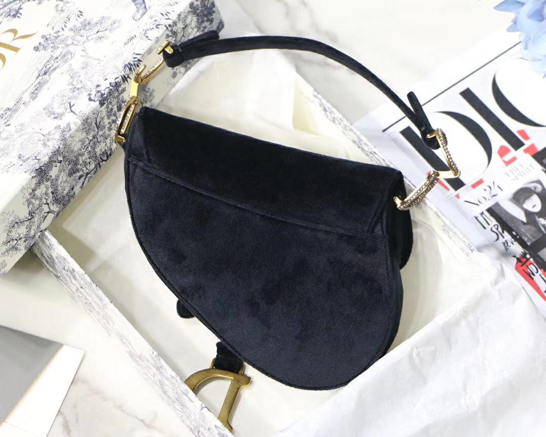 Luxury DiorMini Saddle Bag In Black Velvet
