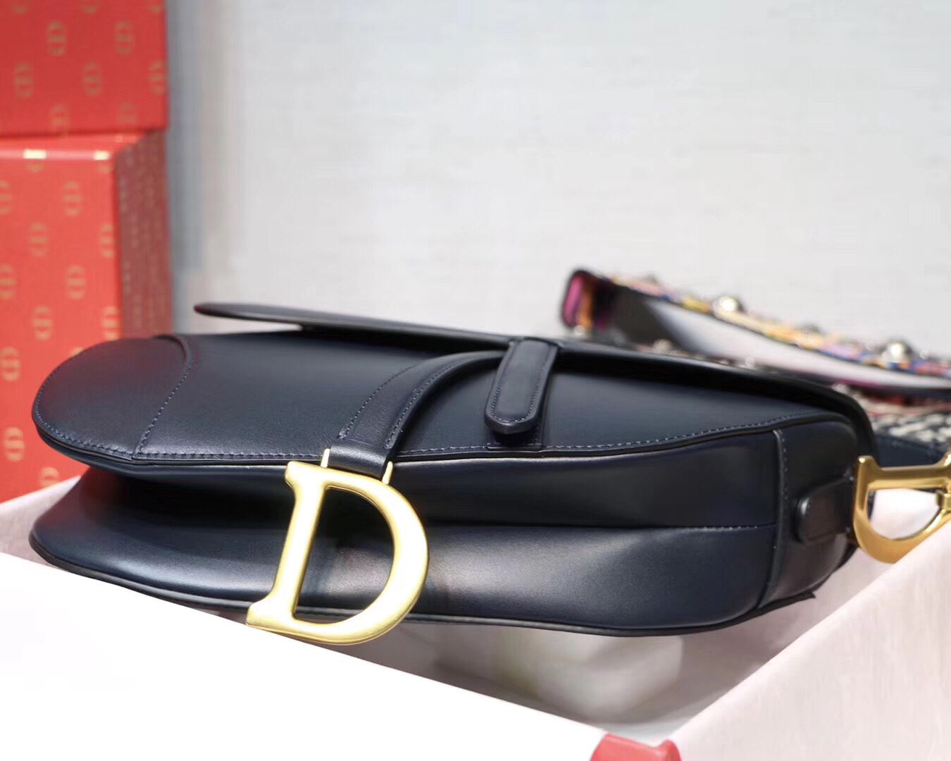 Luxury DiorSaddle Bag In Navy Blue Calfskin