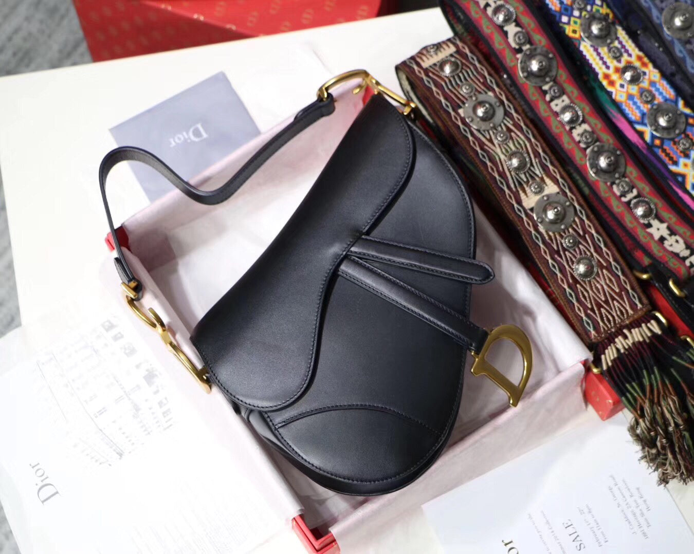 Luxury DiorSaddle Bag In Black Calfskin