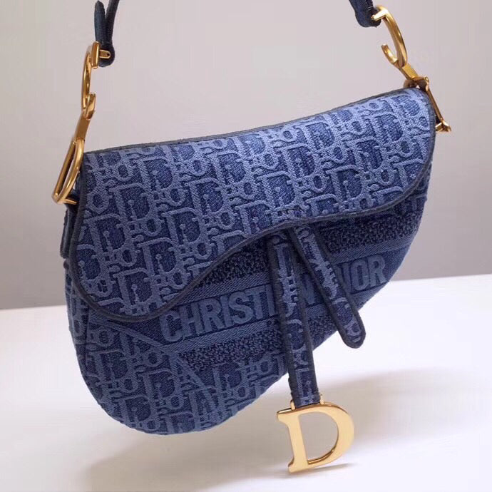 Luxury DiorSaddle Bag In Denim Blue Luxury DiorOblique Canvas