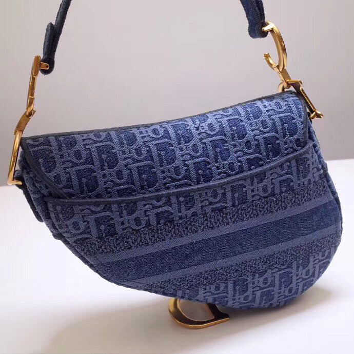 Luxury DiorSaddle Bag In Denim Blue Luxury DiorOblique Canvas