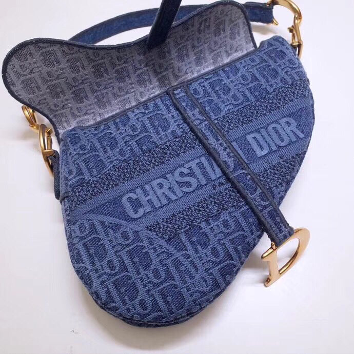Luxury DiorSaddle Bag In Denim Blue Luxury DiorOblique Canvas