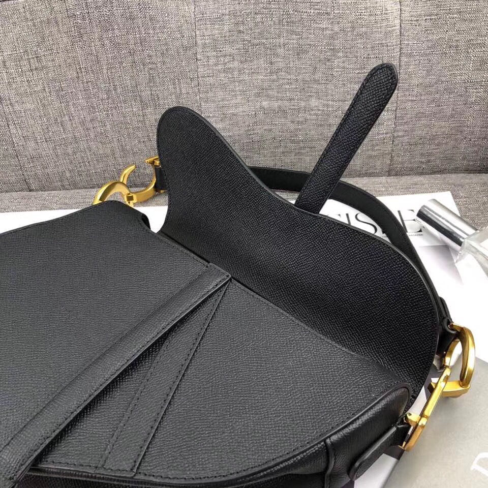 Luxury DiorSaddle Bag In Black Grained Calfskin