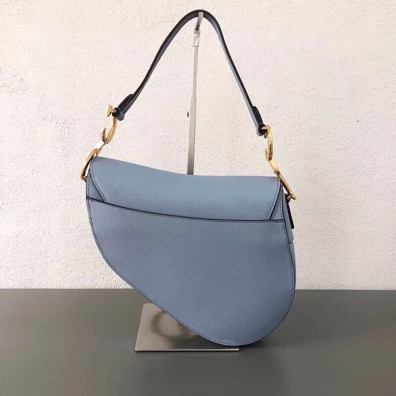 Luxury DiorSaddle Bag In Sky Blue Grained Calfskin