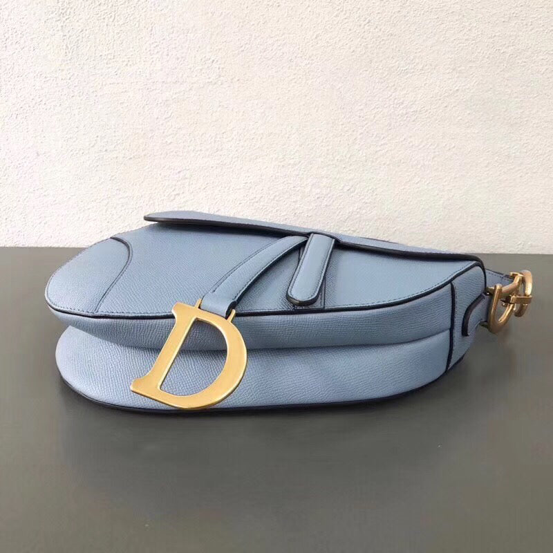 Luxury DiorSaddle Bag In Sky Blue Grained Calfskin
