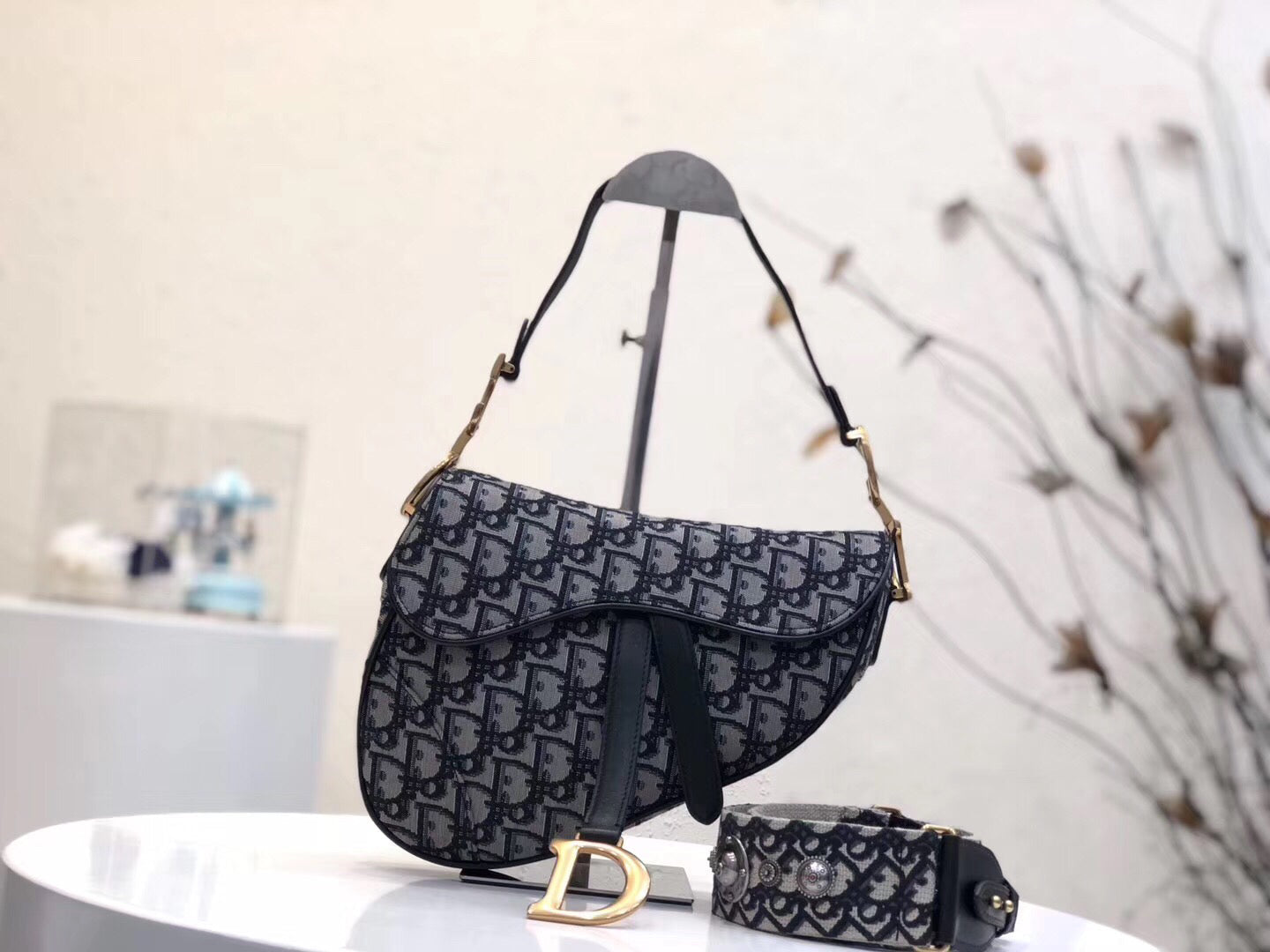 Luxury DiorSaddle Bag In Blue Oblique Jacquard Canvas