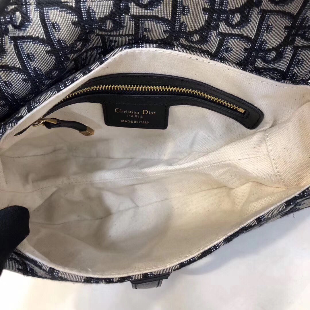 Luxury DiorSaddle Bag In Blue Oblique Jacquard Canvas