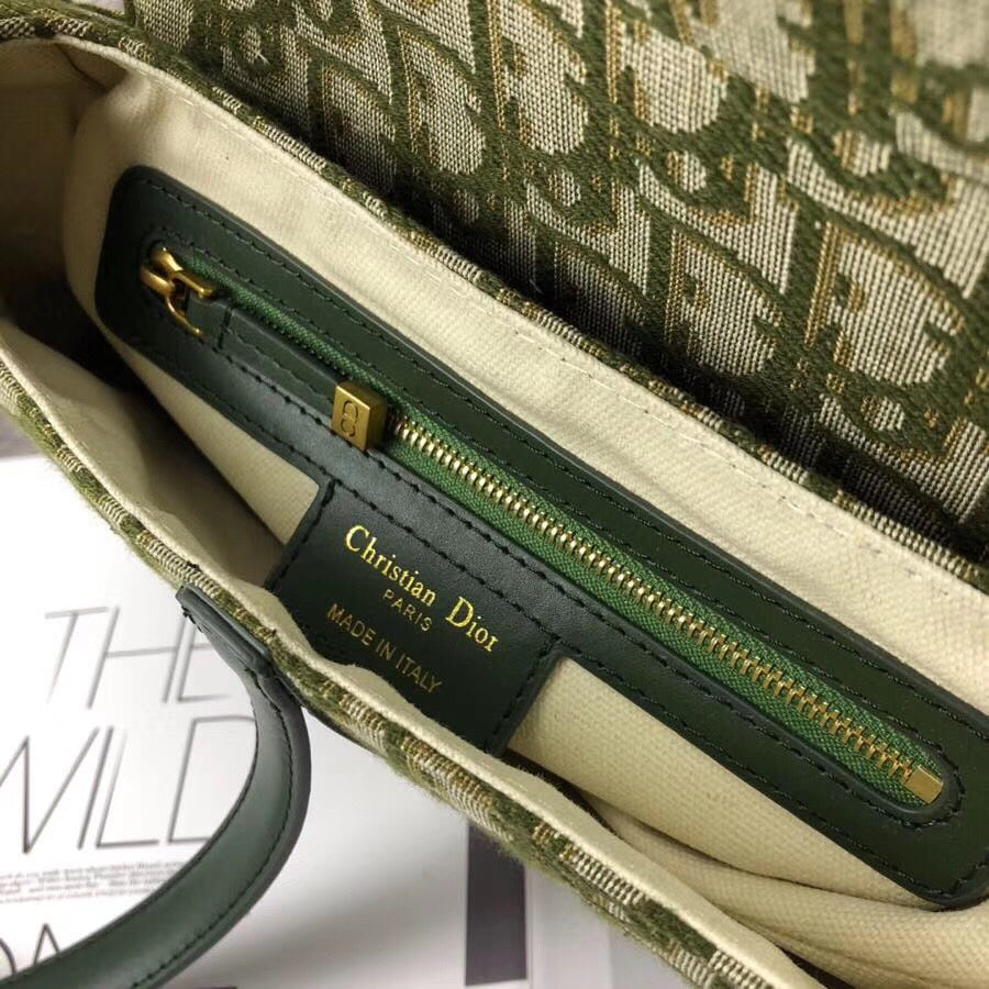 Luxury DiorSaddle Bag In Green Oblique Jacquard Canvas