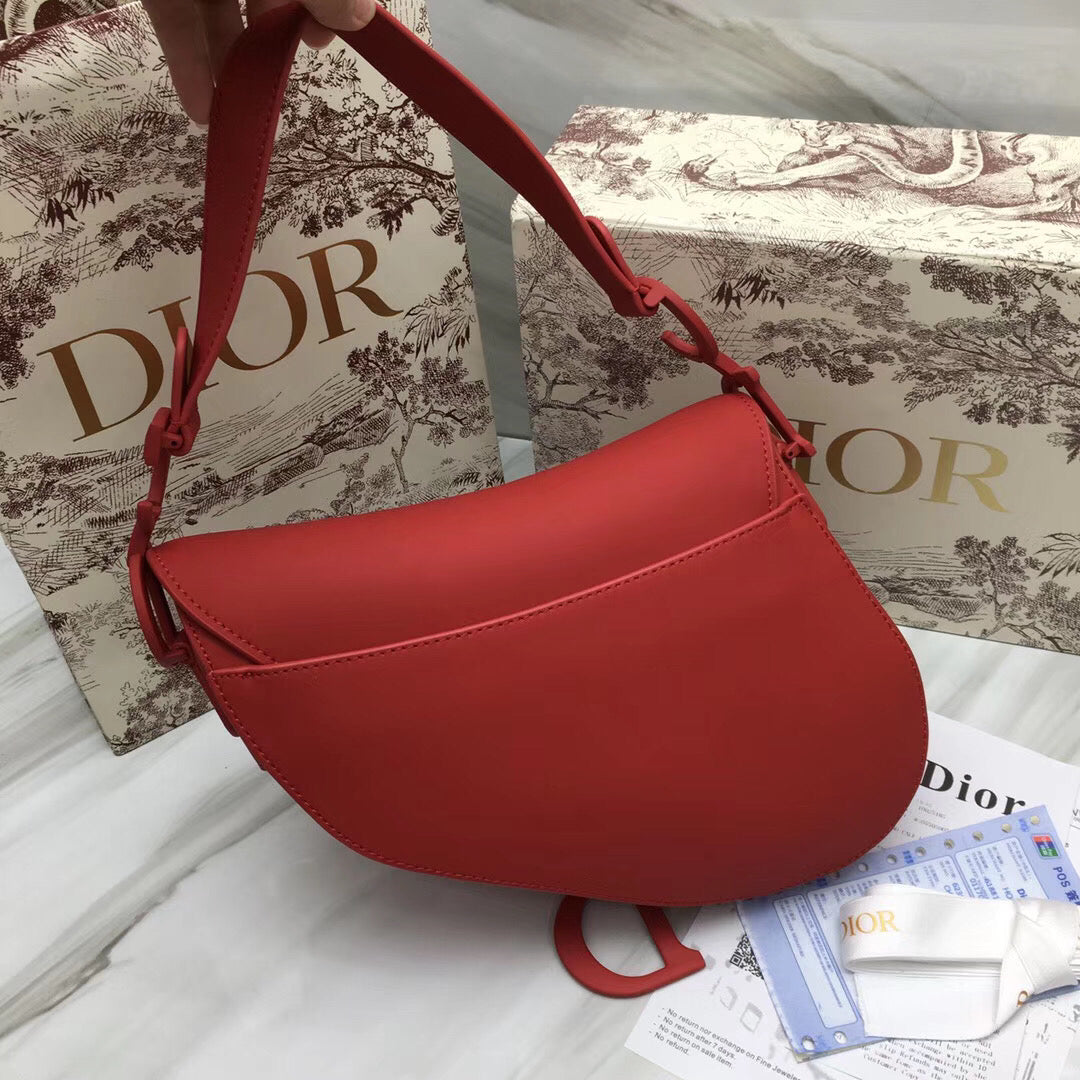 Luxury DiorSaddle Bag In Cherry Red Matte Calfskin