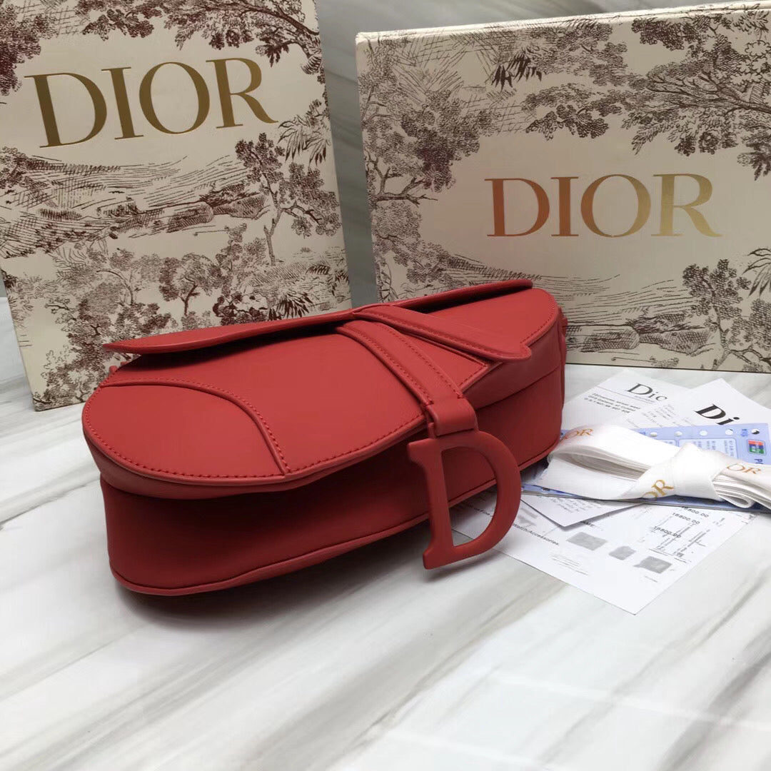 Luxury DiorSaddle Bag In Cherry Red Matte Calfskin