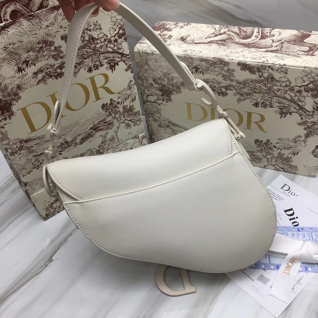 Luxury DiorSaddle Bag In White Matte Calfskin