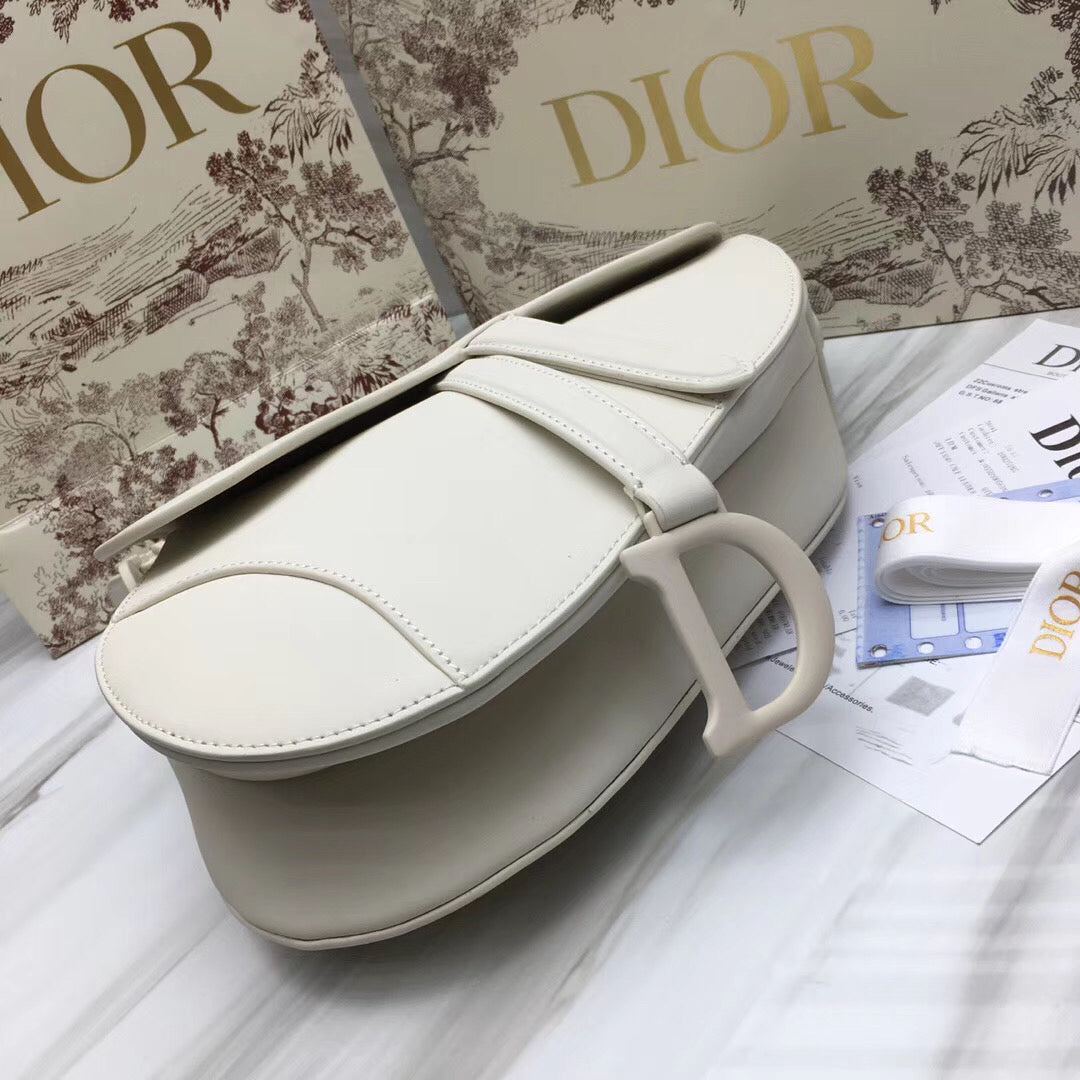 Luxury DiorSaddle Bag In White Matte Calfskin