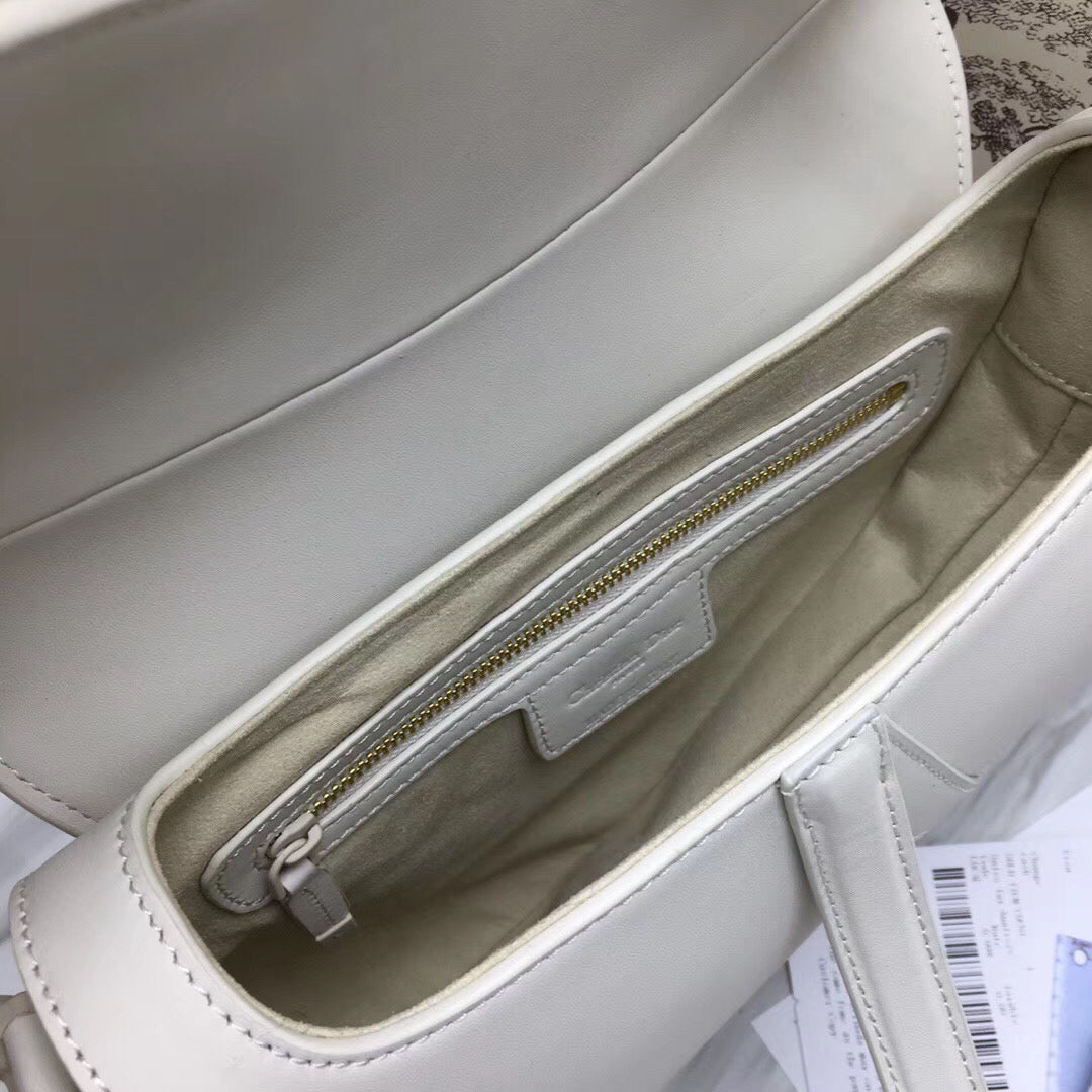Luxury DiorSaddle Bag In White Matte Calfskin