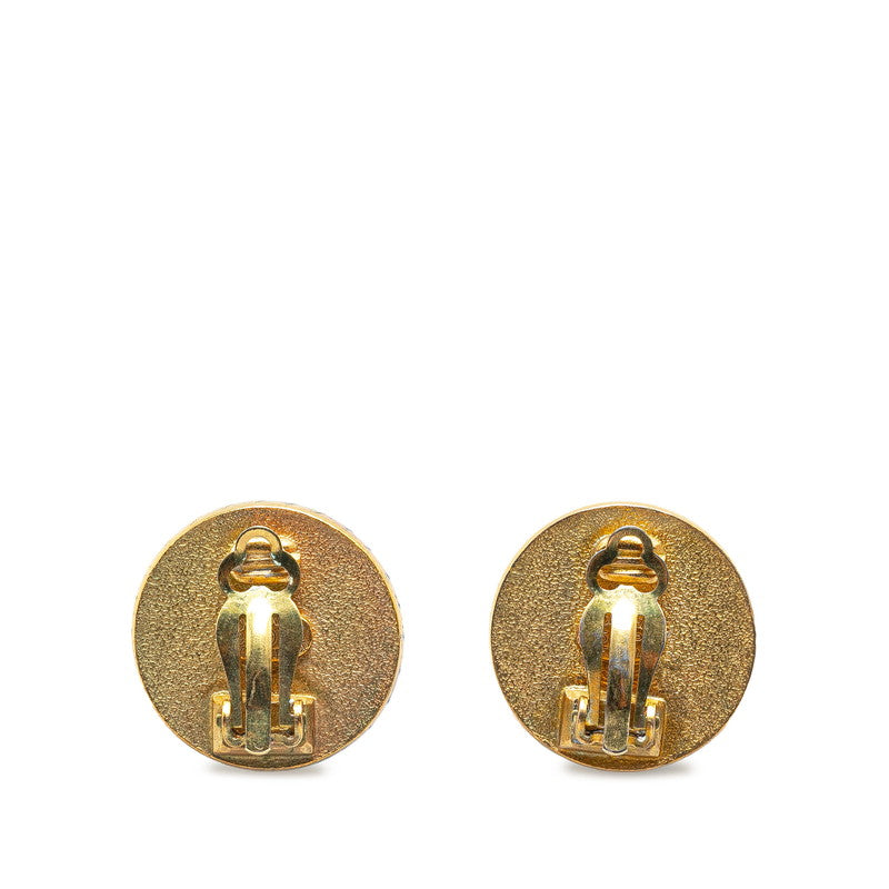 Chanel Vintage Coco Mark Earrings Gold Black