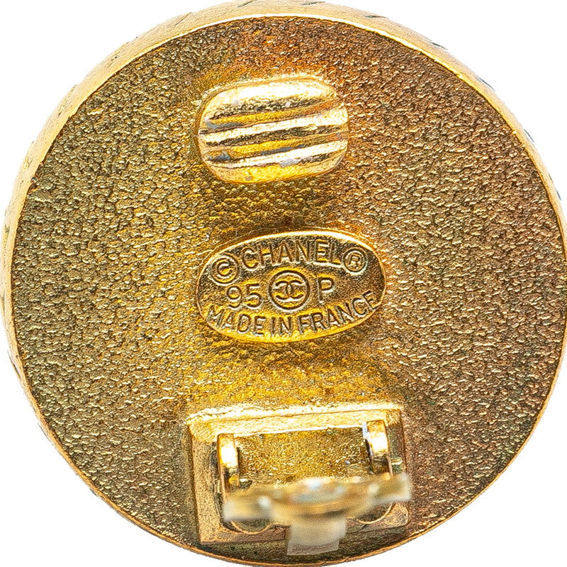 Chanel Vintage Coco Mark Earrings Gold Black