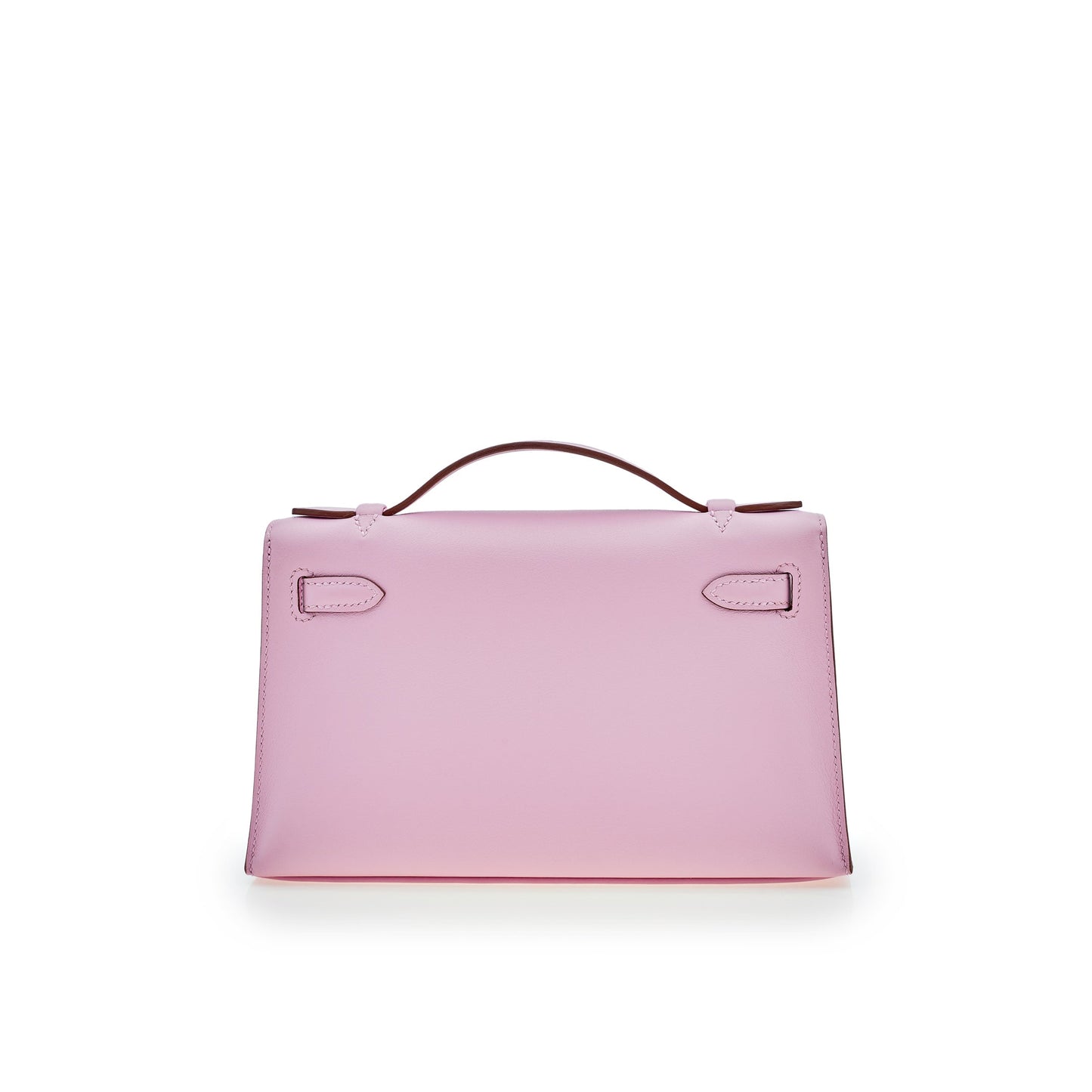 Luxury Hermes Kelly Pochette Mauve Sylvestre Swift Rose Gold Hardware