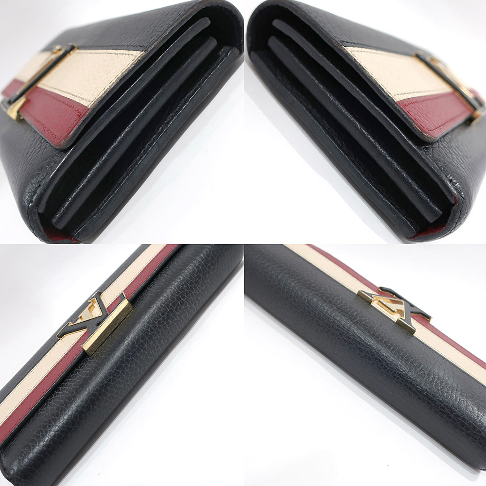 Louis Vuitton Long Wallet Portefolio Capsine M62133  Leather LV Logo Black Red Beige G  Women  Preservation Bag Box