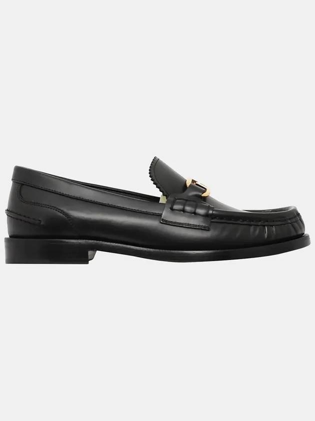 Luxury Fendi O'Lock Buckle Leather Loafers Black