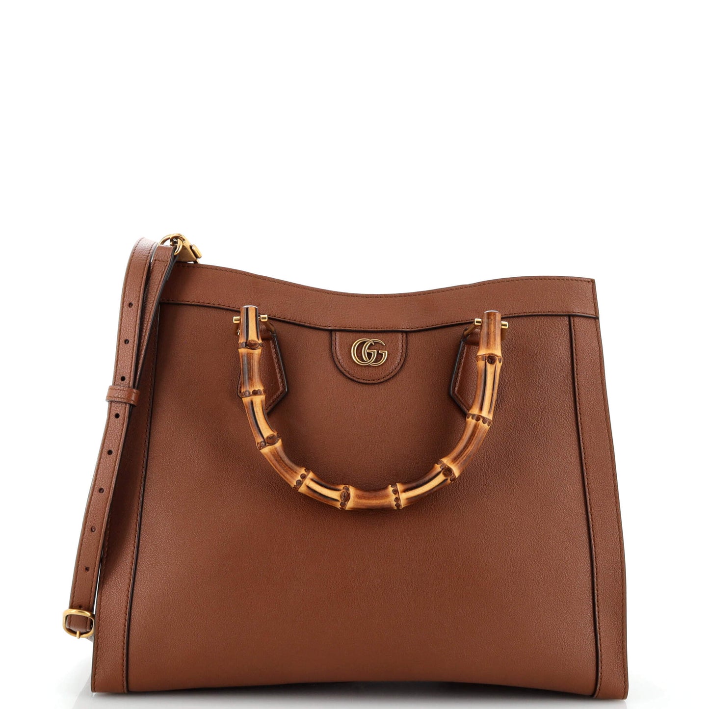 Luxury Gucci Trending 2025 Diana NM Logo Bamboo Handle Tote Embossed Leather Medium