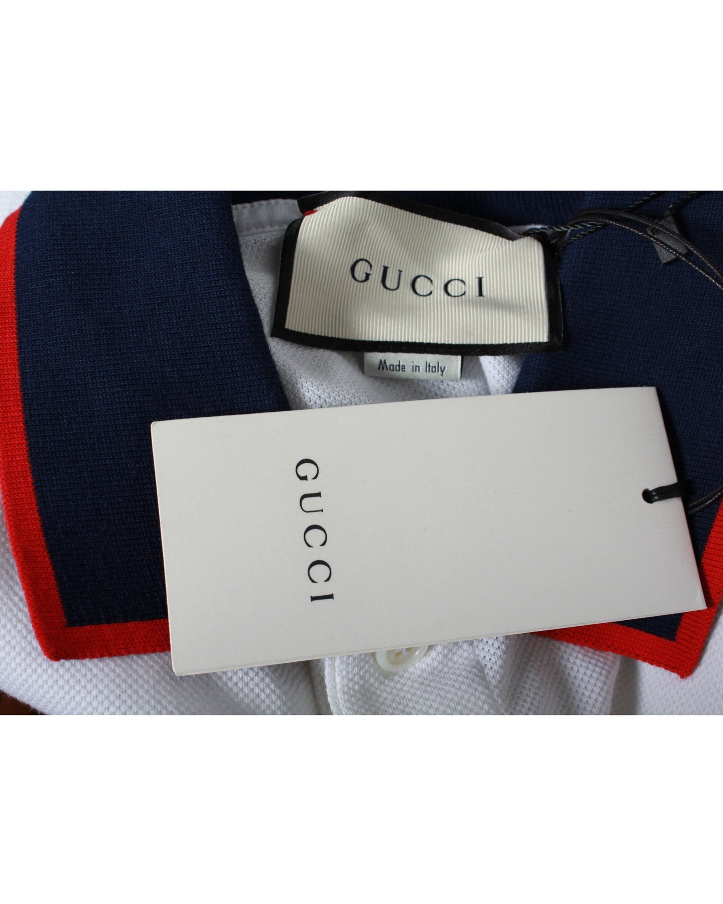 Gucci Polo with Logo Stripe in White Cotton