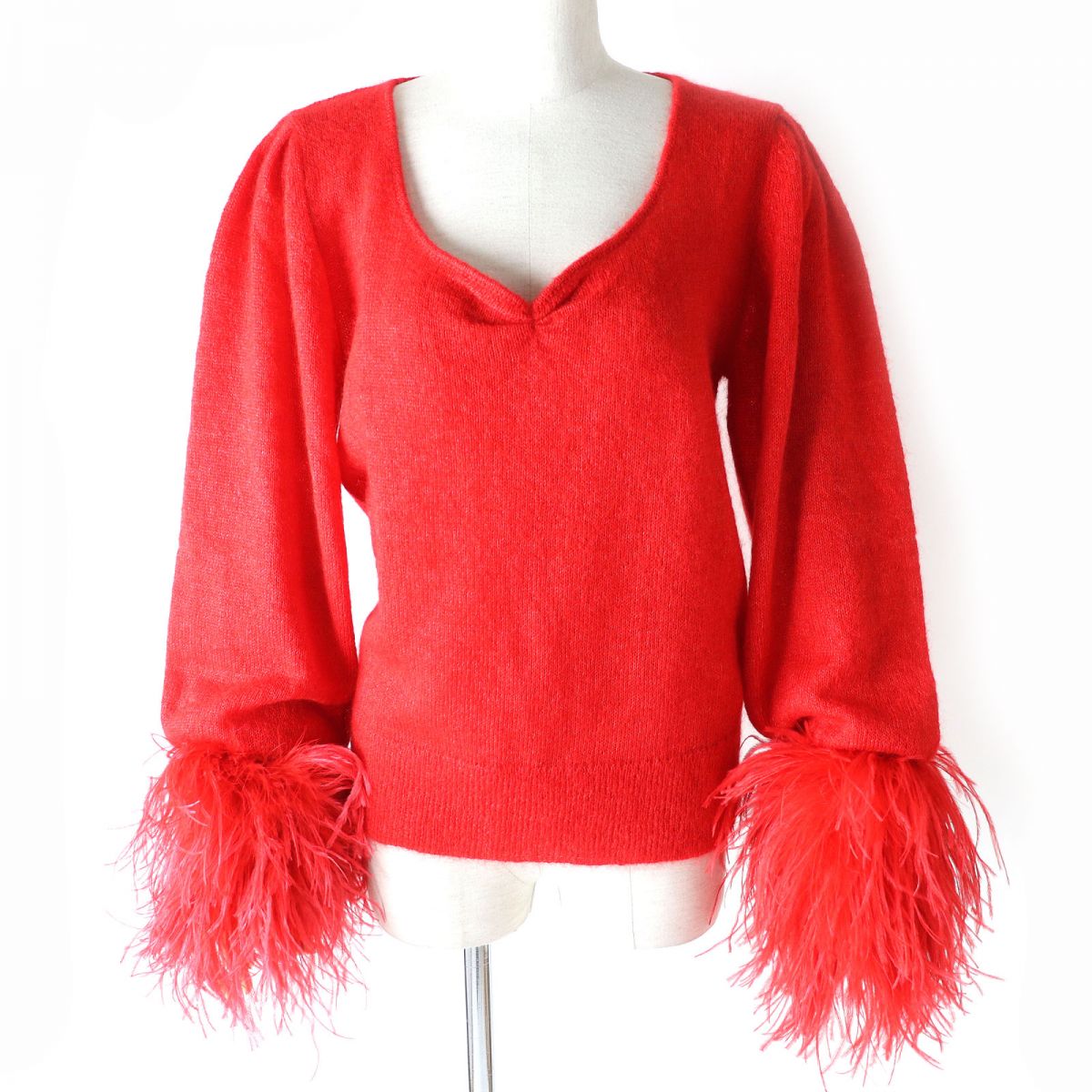 Luxury Gucci Trending 2025 Mohair Silk Wool Feather Fur Sweater M