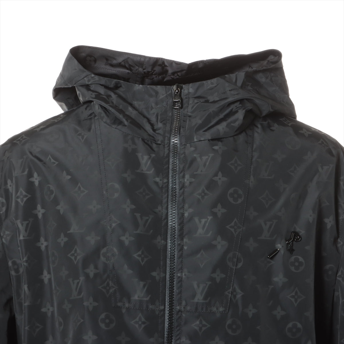 Louis Vuitton 22AW Nylon Nylon Coat 50 Men Black RM222Q Mid-Length Monogram Window Breaker Staples Edition Tag Exclusive