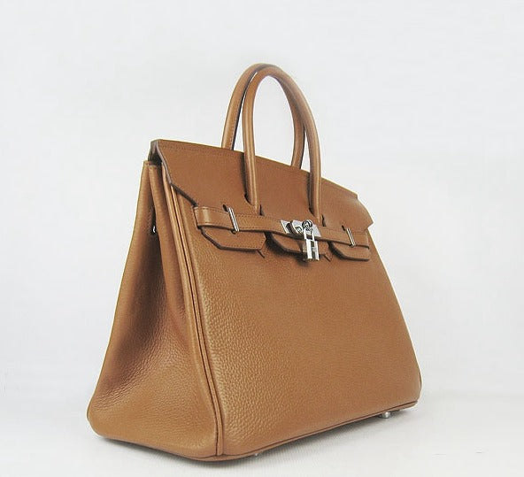 Luxury Hermes Birkin 35cm Togo Leather Handbags Light Coffee Silver