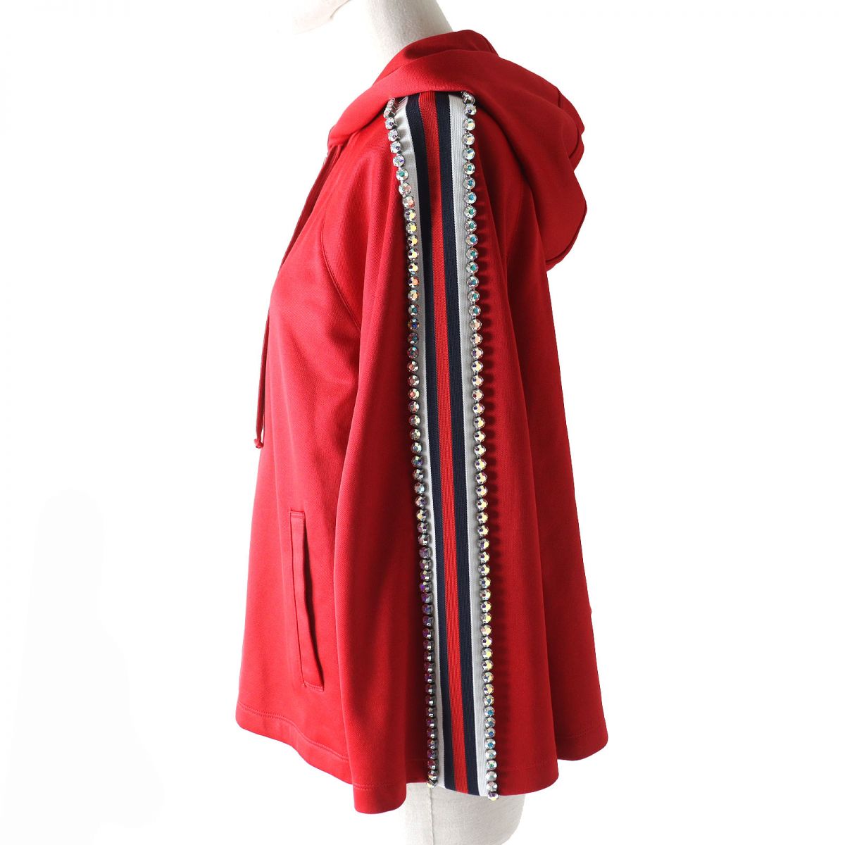 Luxury Gucci Trending 2025 Bejeweled Zip-up Hoodie Parka Red S
