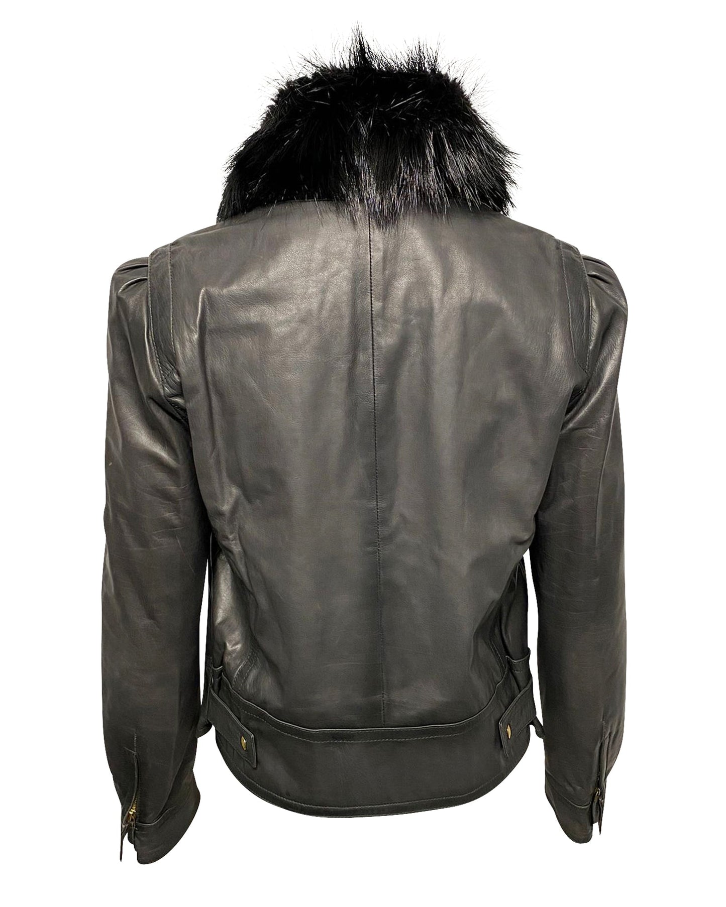 Luxury Gucci Trending 2025 Jacket with Fur Collar Detail in Black Leather
